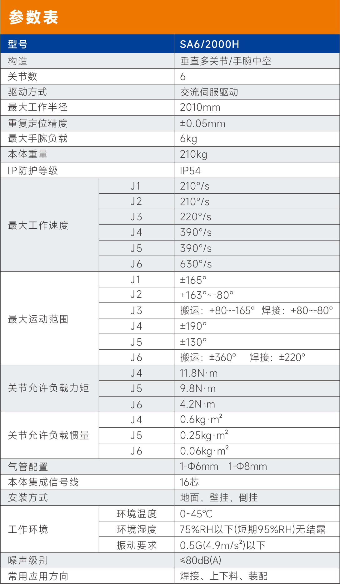 新时达SA6/2000H焊接机器人
